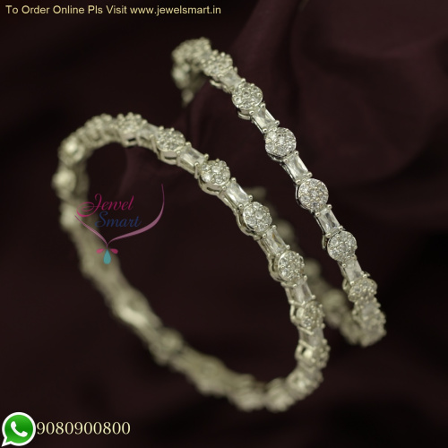 Sparkling 7 Stone Fancy Design White CZ Bangles | Online Jewellery B25876