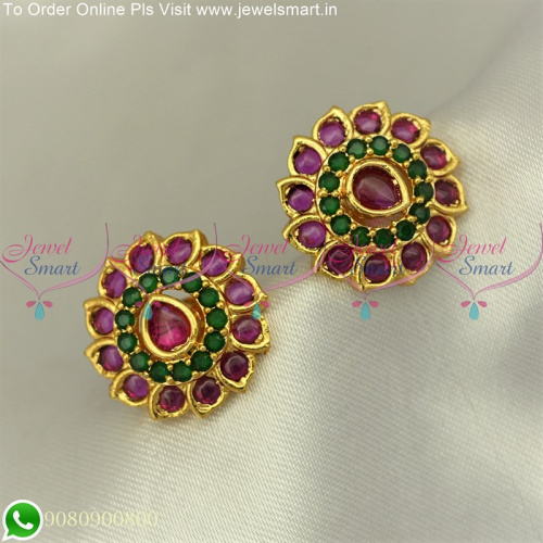 Sparkly Kemp Stone Stud Earrings with a South Indian Traditional Touch ER25092