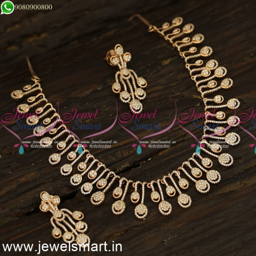 Spectacular Looks Diamond Necklace Designs Rose Gold Thoranam Inspired Jewellery
