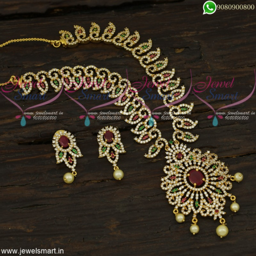 Splashy CZ Jewellery One Gram Gold Necklace Long Lasting Plating Life 