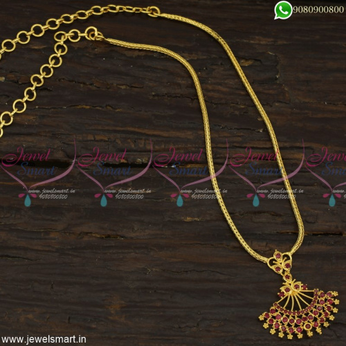 Stone Attigai Chain With Pendant Gold Covering Thali Kodi Chain Models Online NL23124