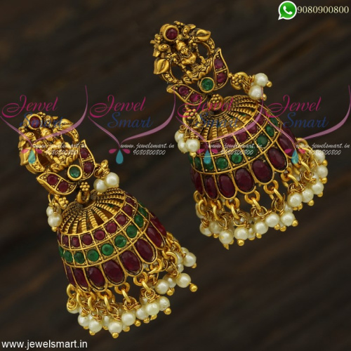 Stone Temple Jhumka Earrings Matte Look Artificial Jewellery Online J22086