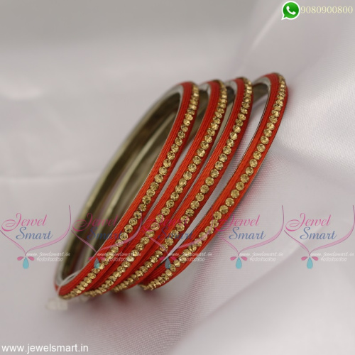 Sturdy Metal Finish Lac Bangles Silk Thread and Stone Adorned Handcrafted Jewellery