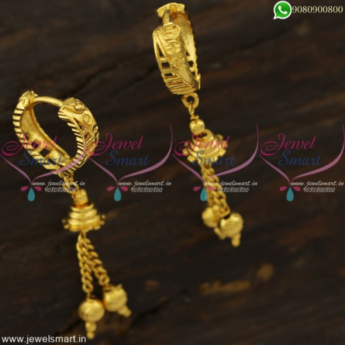 Stylish Hoop Earrings Chain Drops Fashion Jewellery Gold Design Collections ER22210