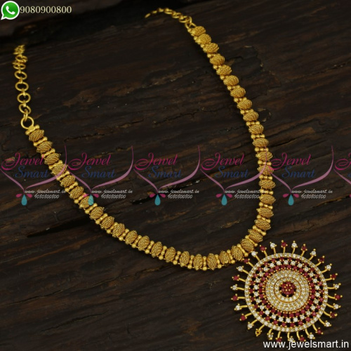Sun Locket Delicate Gold Plated Necklace Latest One Gram Jewellery South Indian NL23531
