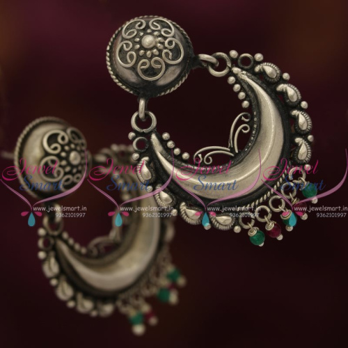 ER7546 925 Silver Jewellery Oxidised Finish Handmade Earrings Latest Designs Buy Online