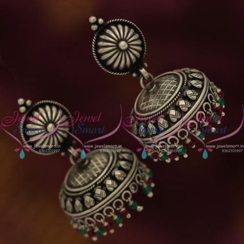 ER7547 925 Silver Jewellery Oxidised Finish Jhumka Earrings Latest Designs Buy Online