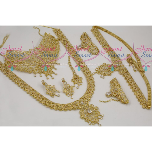 BR7377 Exclusive Wedding Dulhan AD Gold Plated Full Jewellery Set Latest