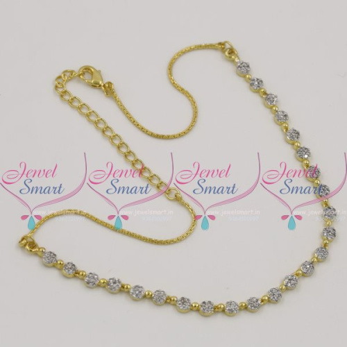 C7515 Two Tone Gold Silver Simple Stylish CZ Short Chain Necklace Fashion Jewellery