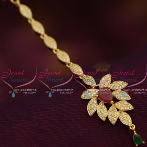 T7503 Gold Plated CZ Nethichutti Maang Tikka Fashion Forehead Jewellery Online