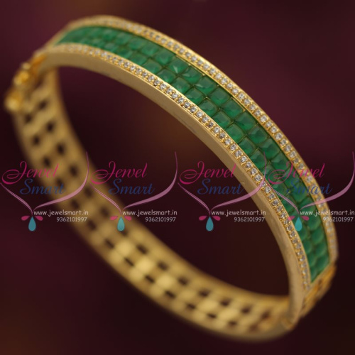 B7450 Emerald White New Fashion Open Kada Bracelets Imitation Jewellery Buy Online
