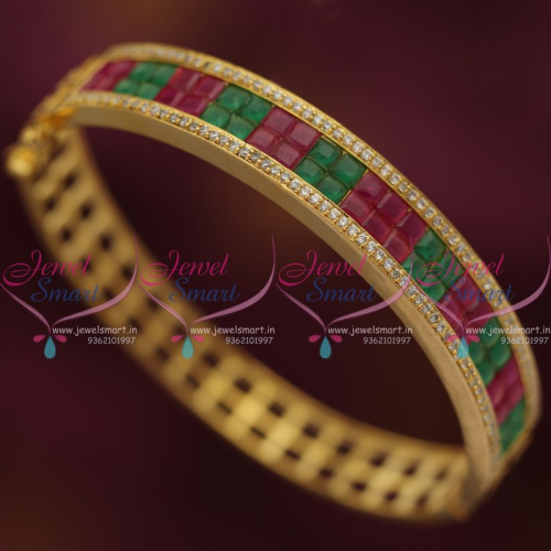 B7451 Ruby Emerald New Fashion Open Kada Bracelets Imitation Jewellery Buy Online