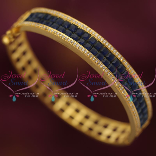 B7452 Sapphire Blue New Clip Open Kada Bracelets Fashion Jewellery Buy Online