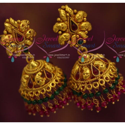 J7173 Mango Gold Design Two Step Multi Bead Drops Jhumka Fashion Jewellery Online