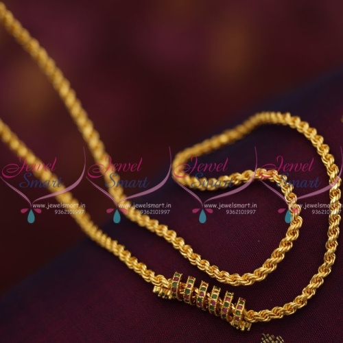 C7474 Thali Kodi Chain Ruby Emerald Fancy Mugappu 3.5 MM 24 Inches Shop Online