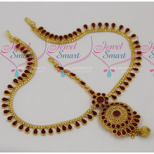 HA7403 Kemp Gold Plated Damini MathaPatti Hair Bridal Fashion Jewellery Traditional
