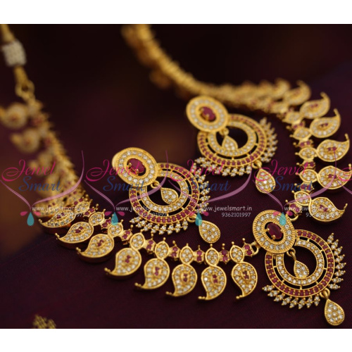 NL7701 Mango Design Ruby AD Gold Plated South Indian Traditional Finish Jewellery Online