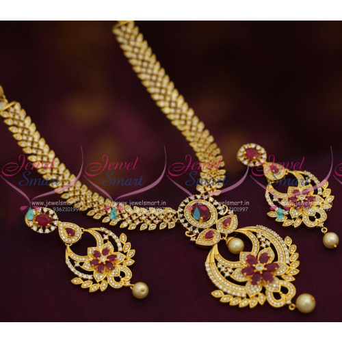 NL7710 Ruby White CZ Rich Look Gold Traditional Finish Jewellery Set Buy Online