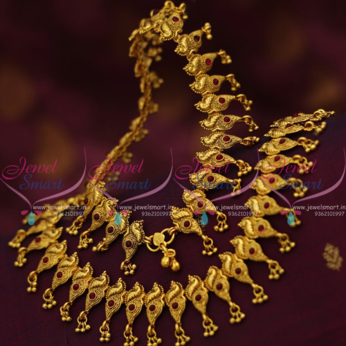 P7767 Antique Gold Plated Peacock Design Payal Anklets Legchains Fashion Jewellery