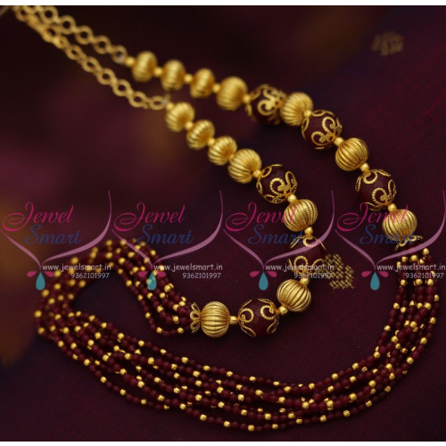 BM7614 Red Beads Golden Balls Handmade Beaded Fashion Jewellery Online