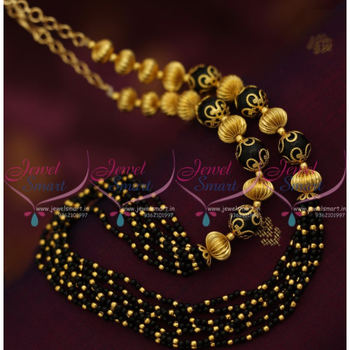 BM7615 Black Beads Golden Balls Handmade Beaded Fashion Jewellery Online