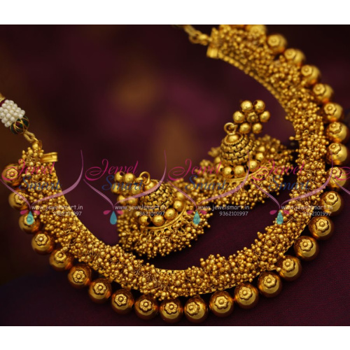 NL7661 Latest Beads Danglers Gundla Mala Necklace Gold Plated Imitation Jewelry