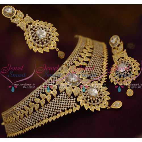 NL7682 CZ Grand Choker Necklace Bollywood Diamond Design Imitation Jewellery 