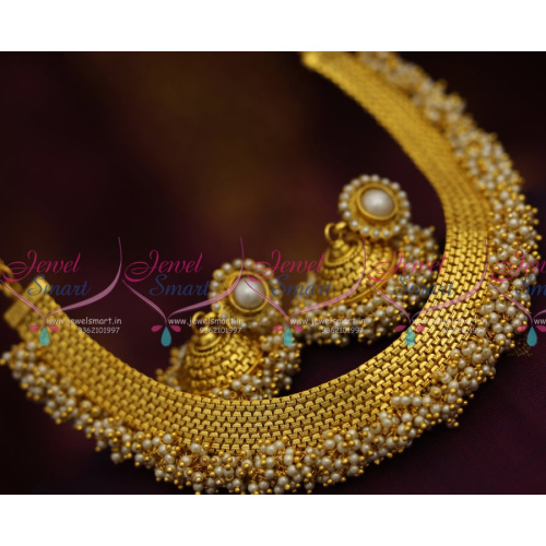 NL7752 Fancy Antique Pearl Danglers Fashion Jewellery Necklace Jhumka Online