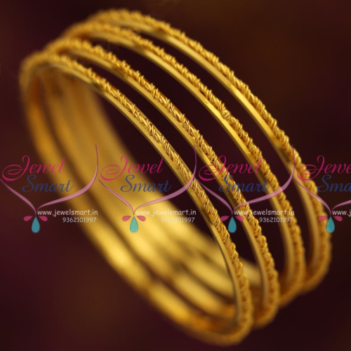 B7808 Thin 4 Pieces Set Spiral String Design Fancy Bangles Imitation Jewellery Online