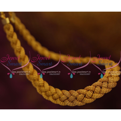 NL7818 Golden String Twisted Loom Choker Necklace Flat Broad Design Fancy Jewellery