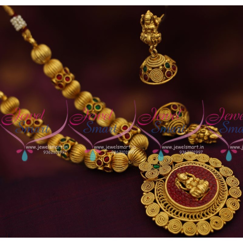 NL7792 Antique Gold Plated Traditional Imitation Jewellery Temple Gundla Mala Online