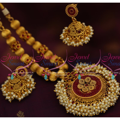 NL7789 Latest Antique Gold Plated Fashion Jewellery Gundla Mala Designs Online