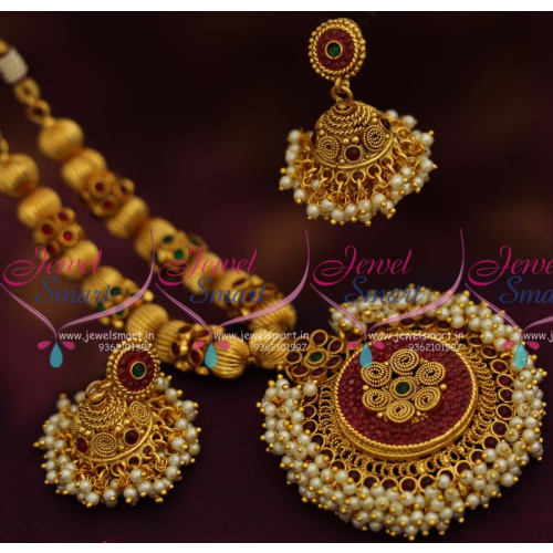 NL7790 Latest Antique Gold Plated Fashion Jewellery Gundla Mala Designs Online