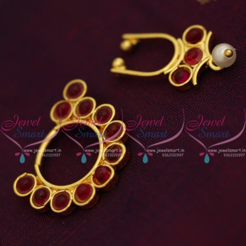 D7611 Kemp Red Nath Bullakku Nose Pin Stud Dance Jewellery Accessory Online