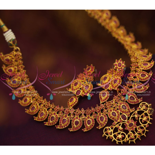 NL1416 Exclusive Gold Design Ruby Mango Shape Necklace Fancy Imitation Online