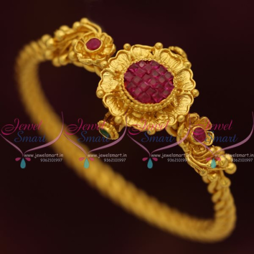 B7667 Twisted Design Open Kada One Gram Gold Plated Invisible Stone Jewellery