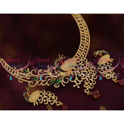 NL7851 Peacock Design Broad Meenakari Grand Imitation Jewellery Necklace Online