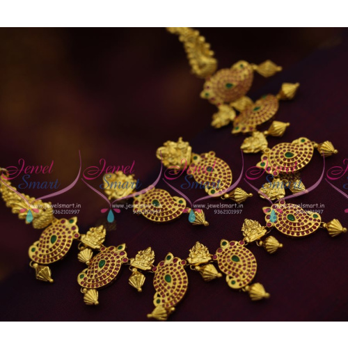 NL7751 Ruby Green Temple South Indian Traditional Imitation Mango Design Jewellery Shop Online