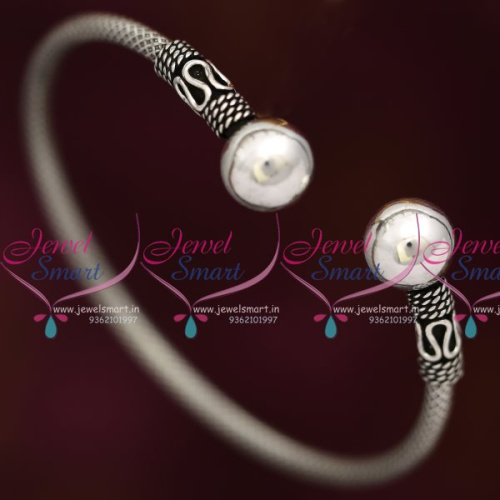 B7904 92.5 Original Silver Jewellery Oxidised Finish Ball Design Open Kada Buy Online