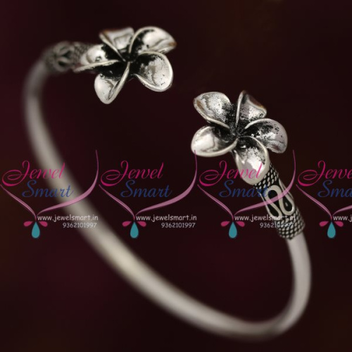 B7906 92.5 Original Silver Jewellery Oxidised Finish Floral Open Kada Buy Online