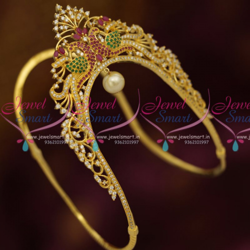 AR8070 South Traditional Aravanki Medium Size Armlet Latest Peacock Design Jewellery