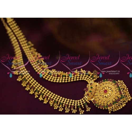 NL8145 Latest Trendy Jalar Beads Hanging Chain Ruby Emerald Haram Necklace