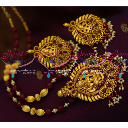 NL8115 Beaded Temple Jewellery Big Earrings Pendant Traditional Nagas Designs