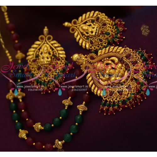 NL8116 Beaded Temple Jewellery Big Earrings Pendant Traditional Nagas Designs