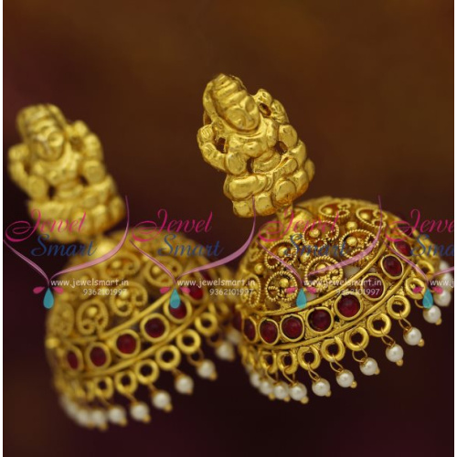 J7876 South Indian Ethnic Jewellery Collections Temple Jhumka Broad Earrings Online