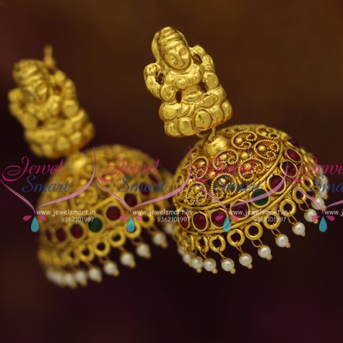 J7877 South Indian Ethnic Jewellery Collections Temple Jhumka Broad Earrings Online