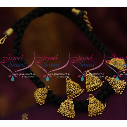 NL8185 Black Thread Necklace Antique Jewellery Latest Gold Design Collections