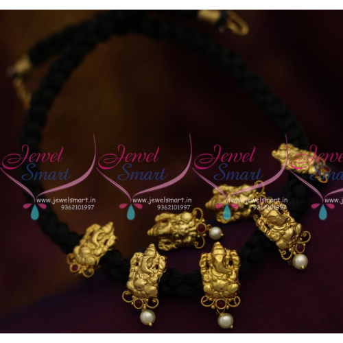NL8186  Black Thread Necklace Antique Jewellery Latest Gold Design Collections