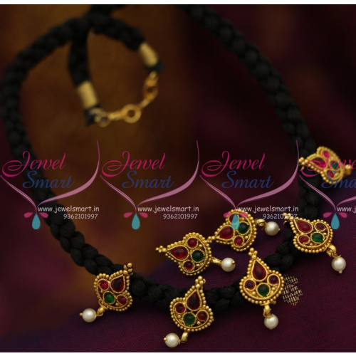 NL8187  Black Thread Necklace Antique Jewellery Latest Gold Design Collections