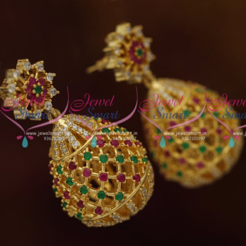 ER8059 Ruby Emerald Gundla Oval Ball Design Earrings Latest Fashion Collections